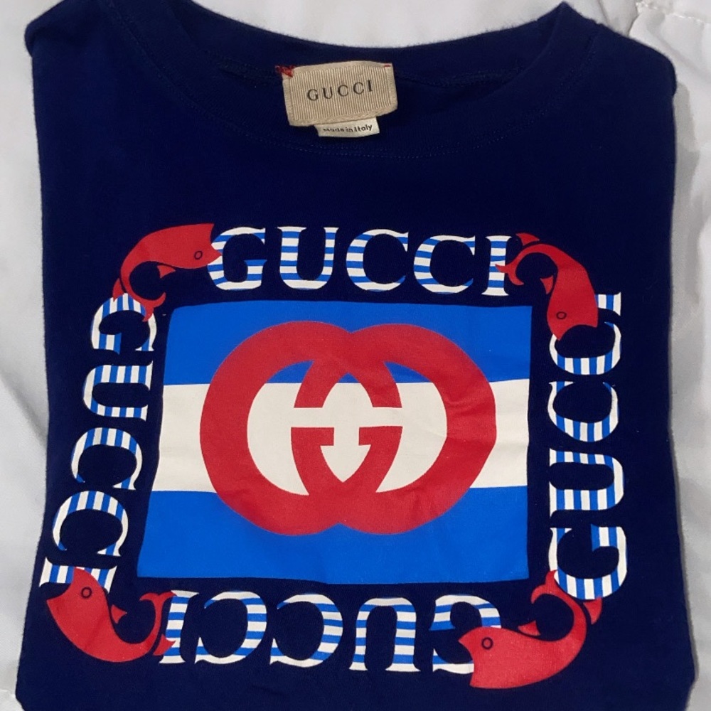 Gucci Blue and Red Short Sleeve Tee